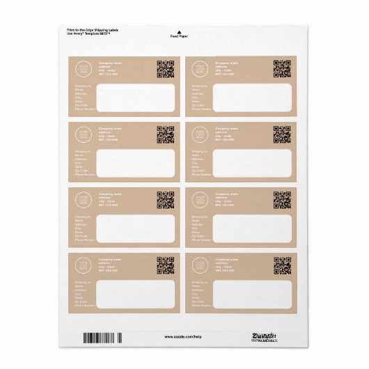 Moderne Business Beige Bedrijf verzending Etiket (Full Sheet)