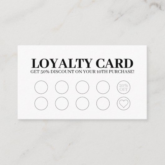 Moderne Business Black White Discount Loyalty Card (Voorkant)