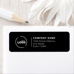 Moderne Business Black & White Return-adres Etiket