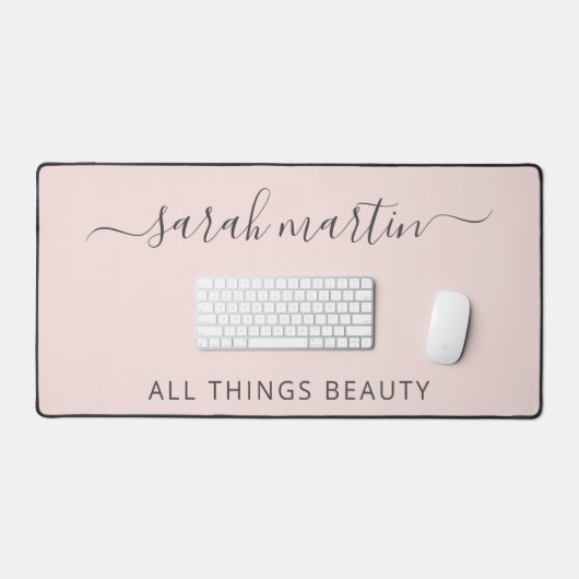 Moderne Business Blush Roze Elegant Bureaumat (Keyboard & Muis)