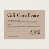 Moderne Business Cadeaubon voor Logo Visitekaartje (Voorkant)