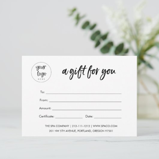 Moderne Business Cadeft Certificate met Logo (Staand voorkant)