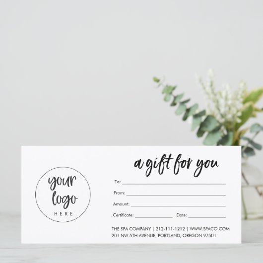 Moderne Business Cadeft Certificate met Logo (Staand voorkant)