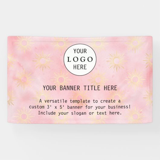 Moderne Business Feminine Blush Pink Custom Logo Spandoek (Horizontaal)