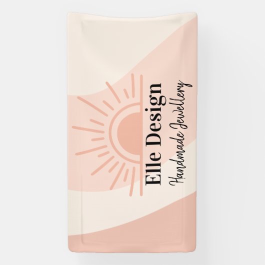 Moderne Business Feminine Blush Pink Custom Logo Spandoek (Verticaal)