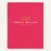 Moderne Business Hot Pink Gold Monogram Notitieboe Notitieboek (Voorkant)