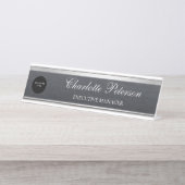 Moderne Business Logo Black Metal Executive Bureau Naambordje (Voorkant)