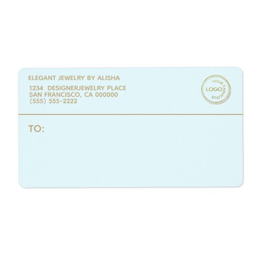 Moderne Business Logo Blue Gold Address Label (Voorkant)