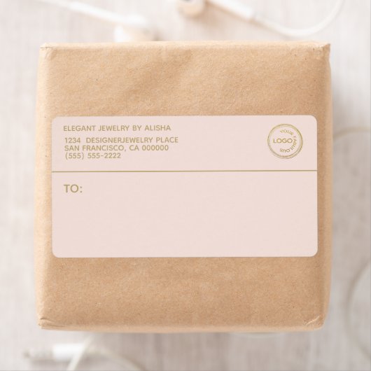 Moderne Business Logo Blush Gold Address Label (Insitu)