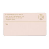 Moderne Business Logo Blush Gold Address Label (Voorkant)