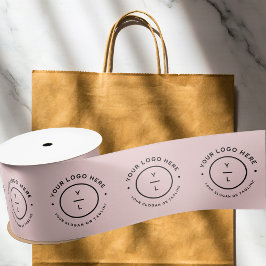 Moderne Business Logo Company merk Roze Verpakking Satijnen Lint