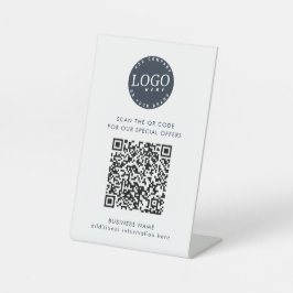 Moderne Business Logo Eenvoudige en QR-code Reclamebord Met Voetstuk
