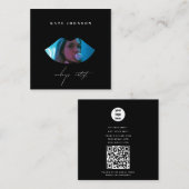 Moderne Business Logo Foto Make-up Artiest Lip Vierkante Visitekaartje (Voorkant / Achterkant)