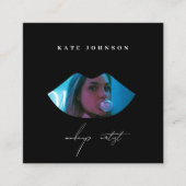 Moderne Business Logo Foto Make-up Artiest Lip Vierkante Visitekaartje (Voorkant)