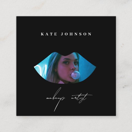 Moderne Business Logo Foto Make-up Artiest Lip Vierkante Visitekaartje (Voorkant)
