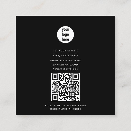 Moderne Business Logo Foto Make-up Artiest Lip Vierkante Visitekaartje (Achterkant)