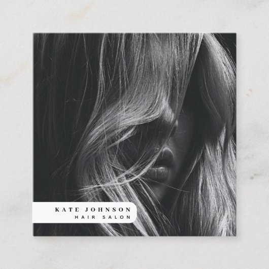 Moderne Business Logo Haarsalon Fotograaf Foto Vierkante Visitekaartje (Voorkant)