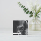 Moderne Business Logo Haarsalon Fotograaf Foto Vierkante Visitekaartje (Staand voorkant)