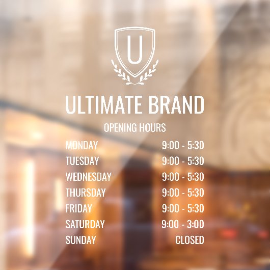 Moderne Business Logo Open Uours Window Cling Raamsticker (Vel 2)