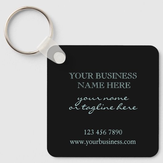 Moderne Business Logo Promotionele Aqua op zwart Sleutelhanger (Voorkant)