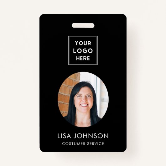 Moderne Business Logo QR Code Black Personeelsbadg Badge (Voorkant)