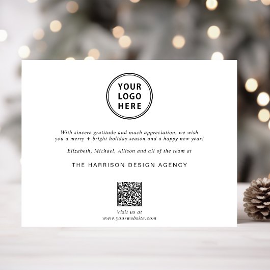 Moderne Business Logo QR Code Foto Kerstmis Feestdagenkaart