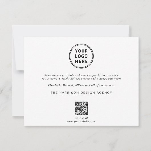 Moderne Business Logo QR Code Foto Kerstmis Feestdagenkaart (Achterkant)