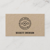 Moderne Business Logo QR Code Kraft Visitekaartje (Voorkant)