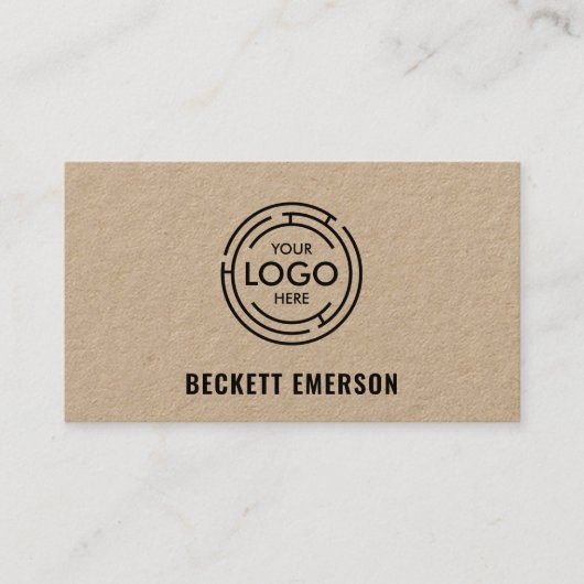 Moderne Business Logo QR Code Kraft Visitekaartje (Voorkant)