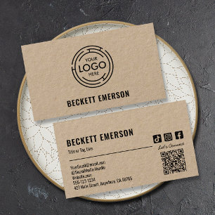 Moderne Business Logo QR Code Kraft Visitekaartje