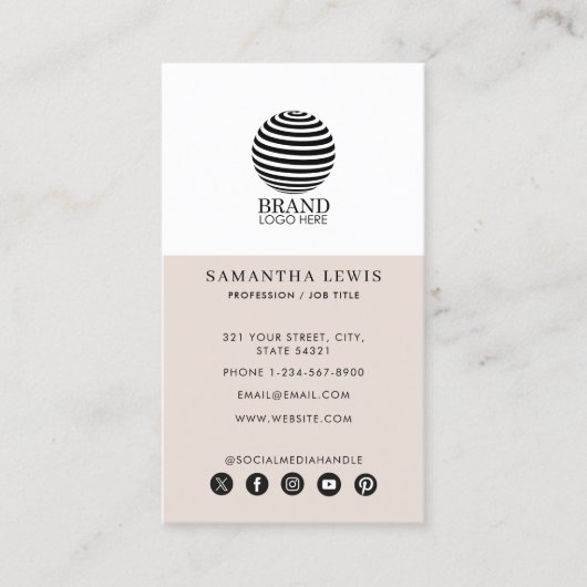 Moderne Business Logo Social Media QR-code Visitekaartje (Voorkant)