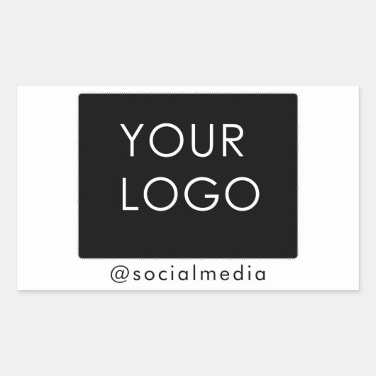 Moderne Business Logo Social Media White Rechthoekige Sticker (Voorkant)