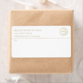 Moderne Business Logo White Gold Address Label