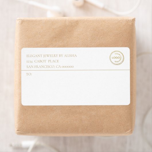 Moderne Business Logo White Gold Address Label (Insitu)