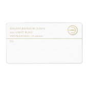 Moderne Business Logo White Gold Address Label (Voorkant)