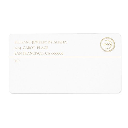 Moderne Business Logo White Gold Address Label (Voorkant)