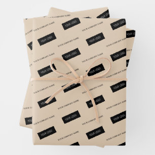 Moderne Business Name Logo Packaging Beige Inpakpapier Vel