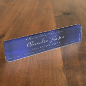 Moderne Business Navy Blue Elegant Professional Naambordje (Zijkant)