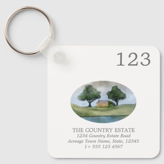 Moderne Business Property Room Number QR-code Sleutelhanger (Voorkant)