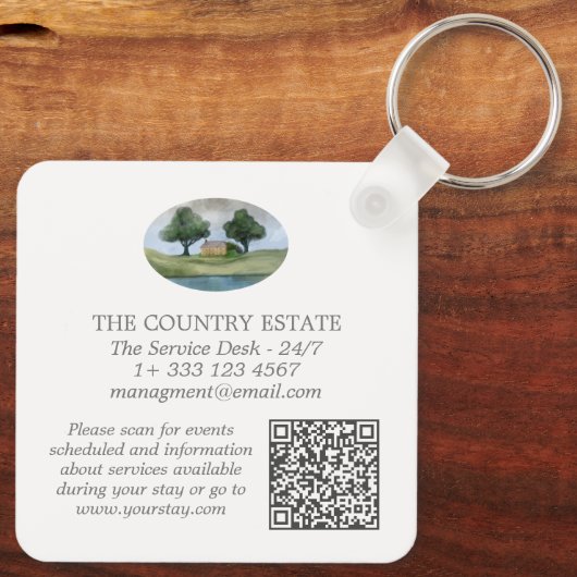 Moderne Business Property Room Number QR-code Sleutelhanger (Achterkant)