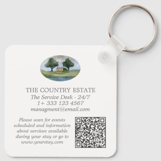 Moderne Business Property Room Number QR-code Sleutelhanger (Achterkant)