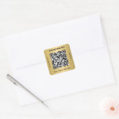 Moderne Business QR Code Gold Vierkante Sticker (Envelop)