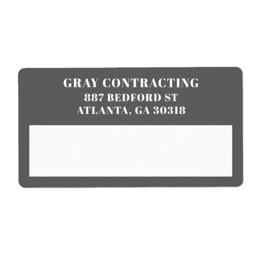 Moderne Business Return Address Grey Shipping Etiket (Voorkant)