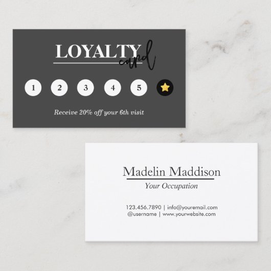Moderne business reward Dark Grey Flat Klantenkaartje (Voorkant / Achterkant)