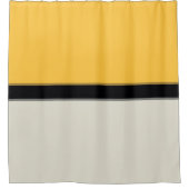 Moderne Butter Yellow Silver Blue Grey Black Strip Douchegordijn (Voorkant)