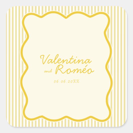 Moderne Butter Yellow Wedding sticker (Voorkant)