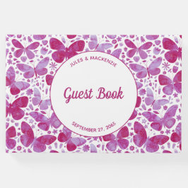 Moderne Butterflies Waterverf Magenta Roze Gastenboek