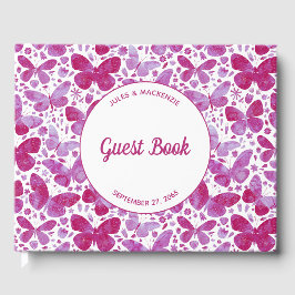 Moderne Butterflies Waterverf Magenta Roze Gastenboek