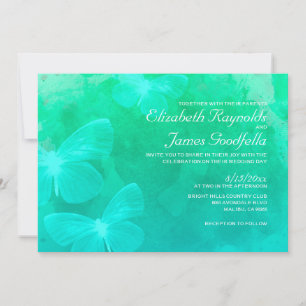 Moderne Butterflies Wedding Invitations Kaart