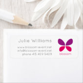 Moderne BUTTERFLY Blossom Logo. Violet Roze . Etiket (Insitu)